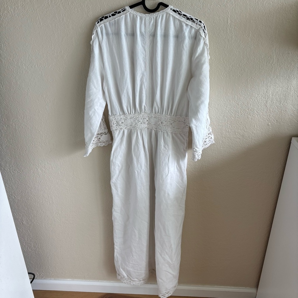 Isabel MARANT ÉTOILE Veona lace-trimmed linen cotton-blend midi dress white FR36 - Picture 3 of 12